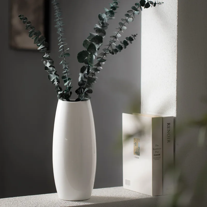 Modern Fashion On-glazed Glassy House Decorative Table Vase White Kaolin Clay Flower Vases For Home Decor Ceramic Vase