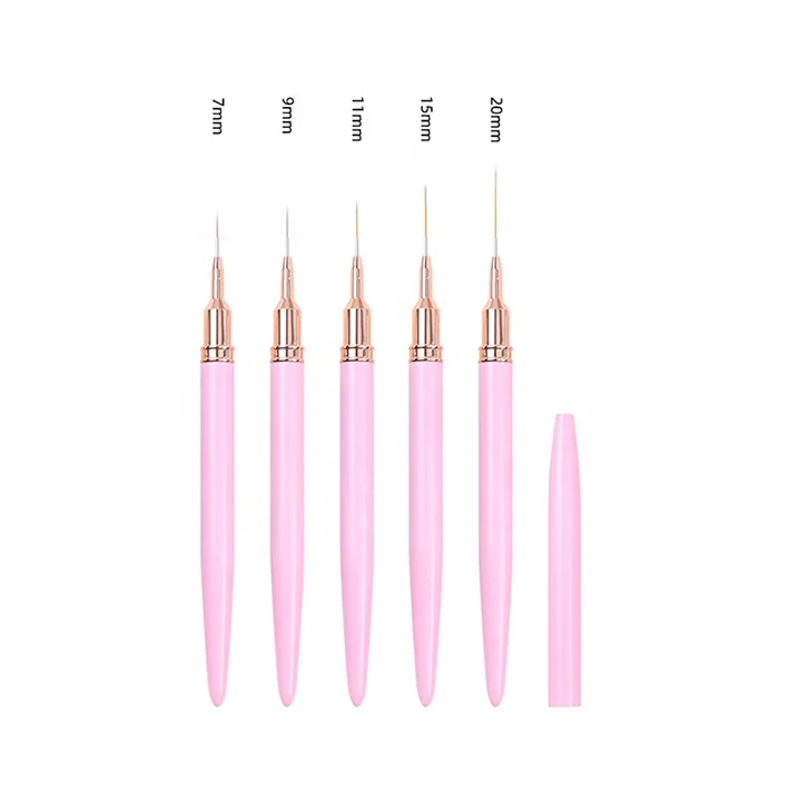 Nail Art Brushes 7mm-20mm liner brush Custom logo wholesale liner nail brush set 5pcs