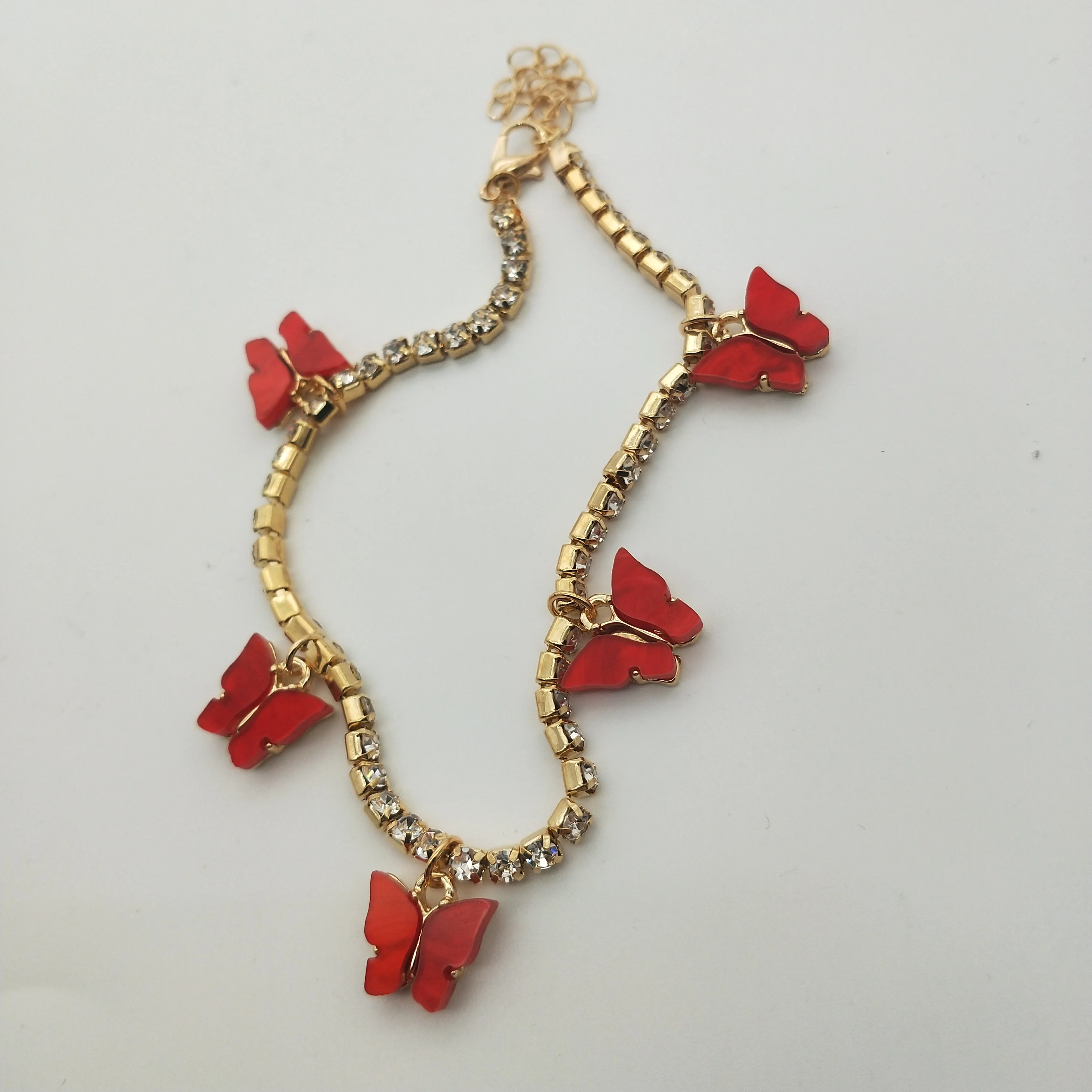 
Wholesale Crystal Butterfly Anklet Stainless Steel Women Jewelry Diamond Tennis Butterfly Ankle Bracelet Butterfly Anklet 