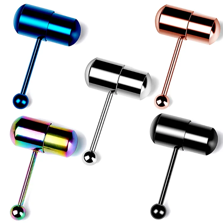 ZESEN Newest Wholesale 5pcs Mix Colors Special Design Vibrating Tongue Rings Piercing Jewelry