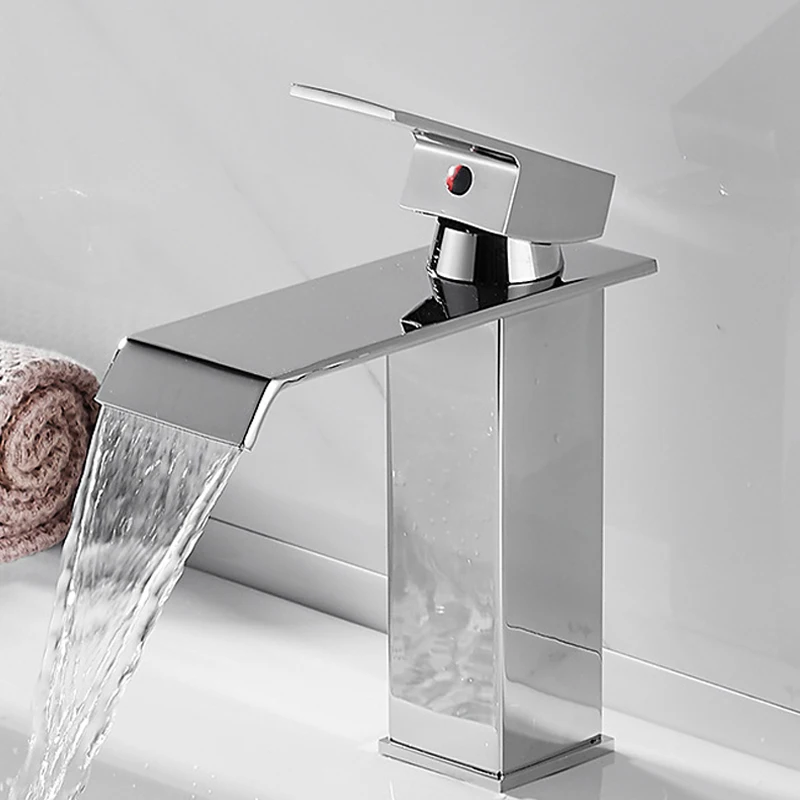 Wholesale Moder Stainless Steel Matte Black Single Handle Waterfall Lavatory Bathroom Sink Faucet Mixer Vanity Tall Basin