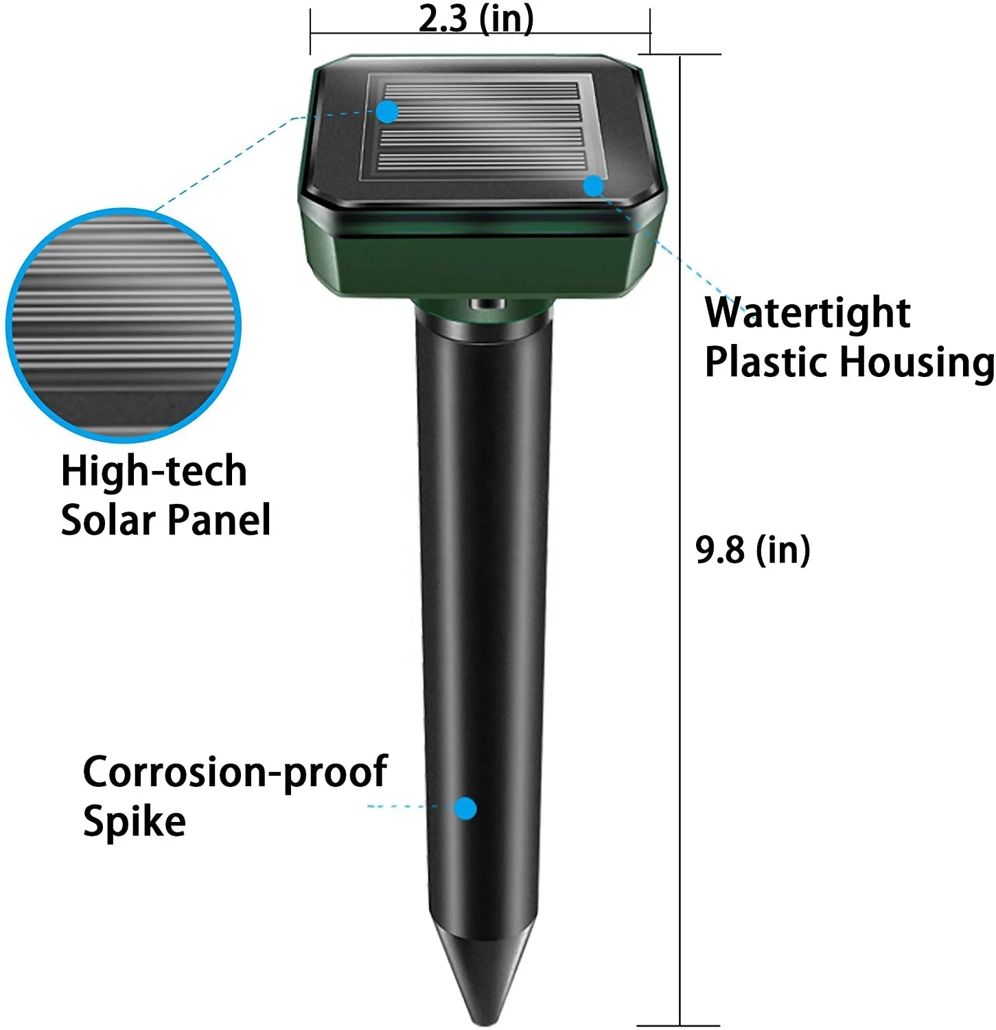 Newish New solar rat repeller vibrates ultrasonic outdoor electronic LED farm snake repeller