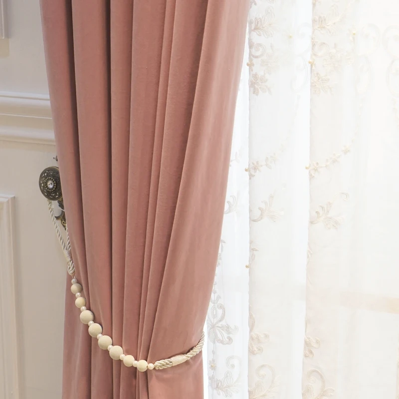 2021 Modern curtain princess style velvet European-style solid color shading high-end finished designs curtain for bedroom