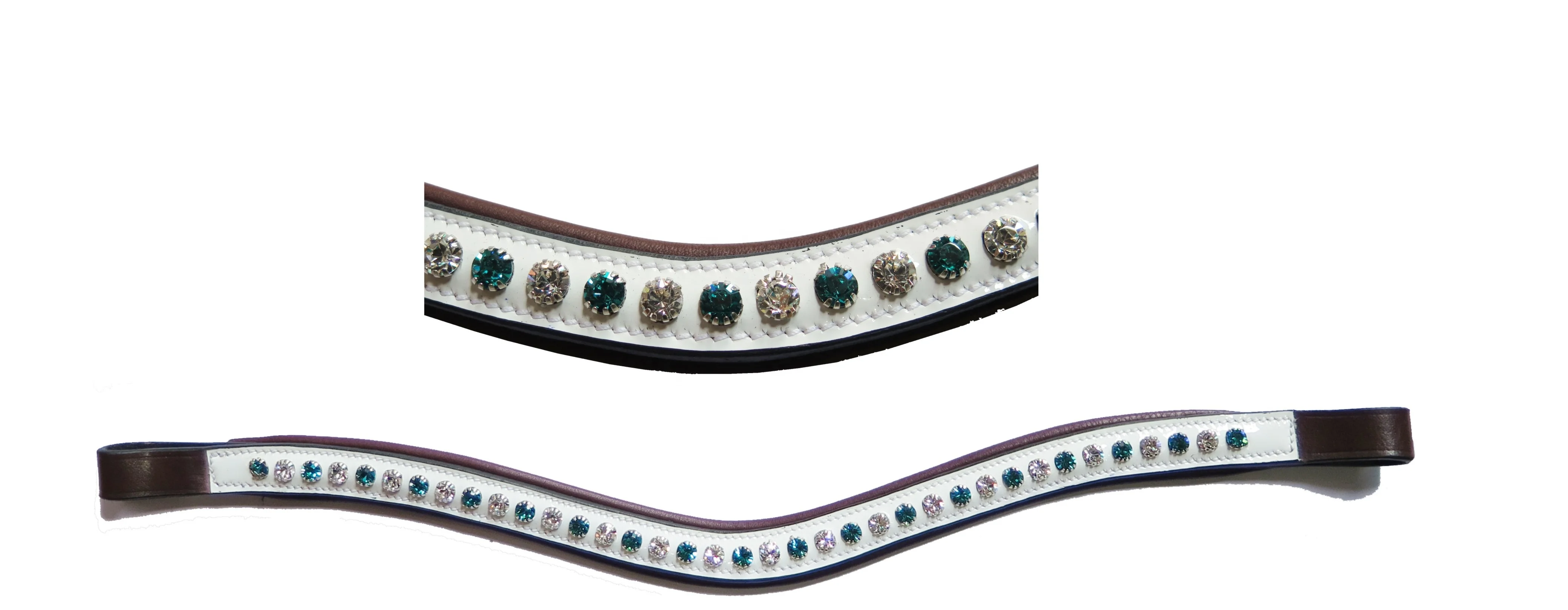 Top Quality Equine Bling Genuine Leather Horse Brow band With Attached Crystal