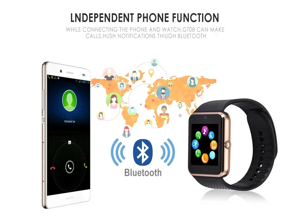 Customized Logo GT08 Smart Watch New Arrival 2018 Smart Watch SIM Phone DZ09 A1 X6 M3
