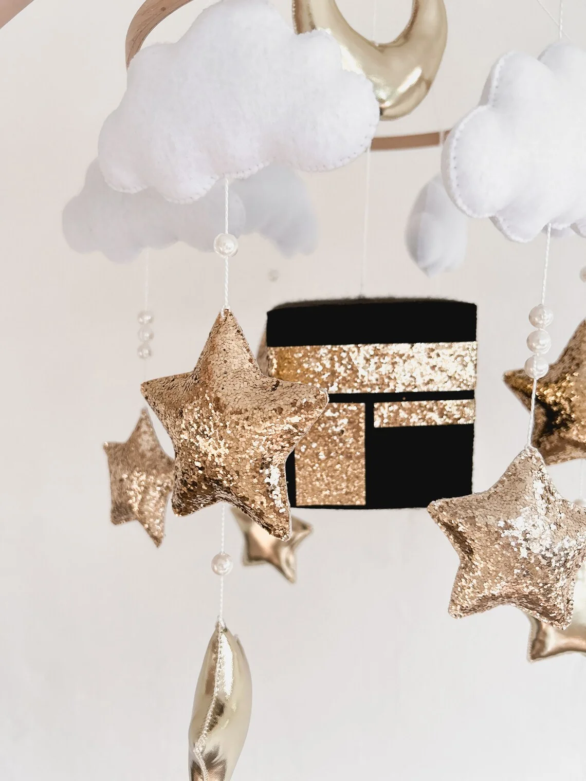 Hijab kaaba gift custom bedding hanging handmade soft felt toy islamic quran baby crib mobiles for girl boy room decor