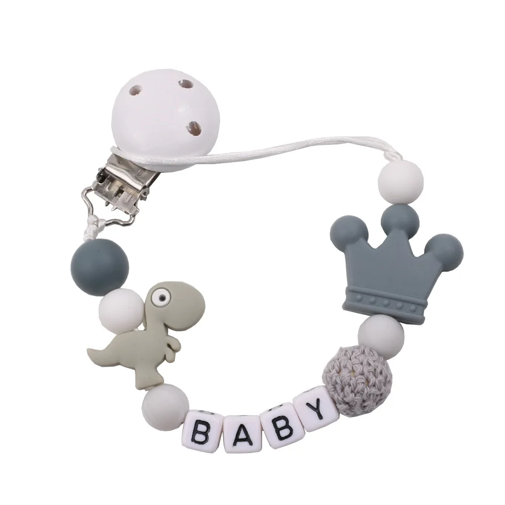 Silicone Pacifier Clips for Boys Girls, Baby Pacifier Clip Holder with Cartoon Dinosaur Soft Flexible Paci Clips