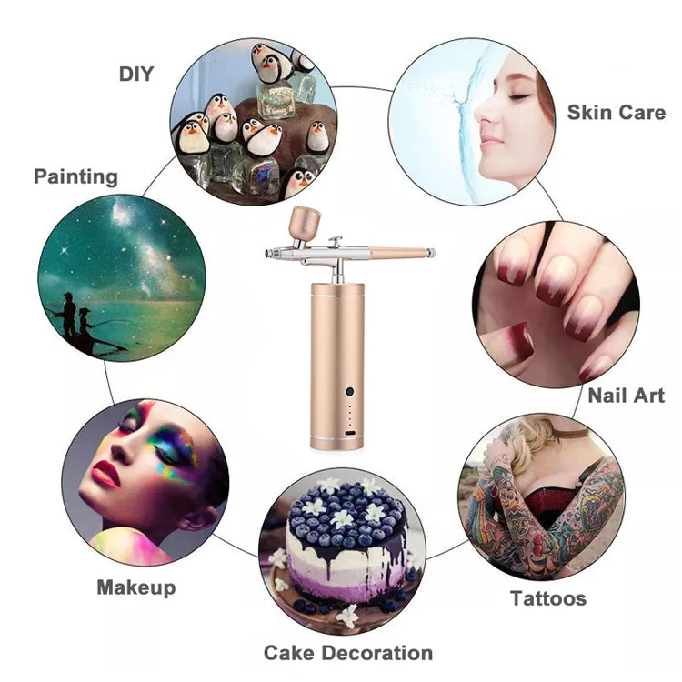 2024 New Products Custom Private Label Portable Airbrush Tanning Compressor Kit Mini Face Painting Airbrush Tattoo Nail