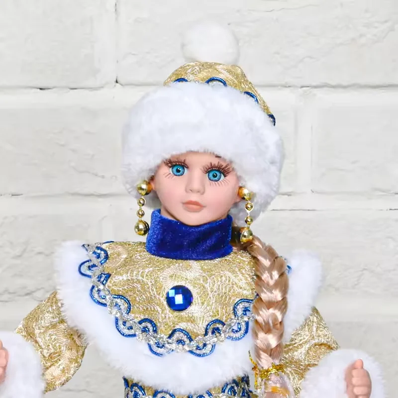 SOTE Exclusive 30CM-50CM Russian Electric Ded Moroz and Snegurochka Toys Xmas Ornaments Santa Dolls with Music