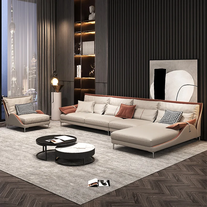 Italian style high quality modern white luxury couch leather sofa set et fournitures living room furniture