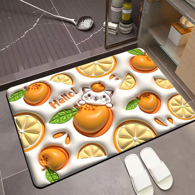 Newest Fruit Printed Home Bathroom Mat Non-slip Pebble Carpets Absorbent Lavatory Bedroom Floor Toilet Mat