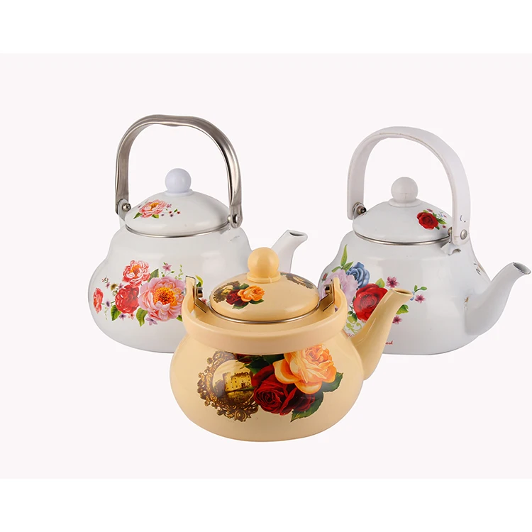 Best Wholesale 1.3L Cast Iron Kitchen Products Enamel Piece Decal Kettle Teapot
