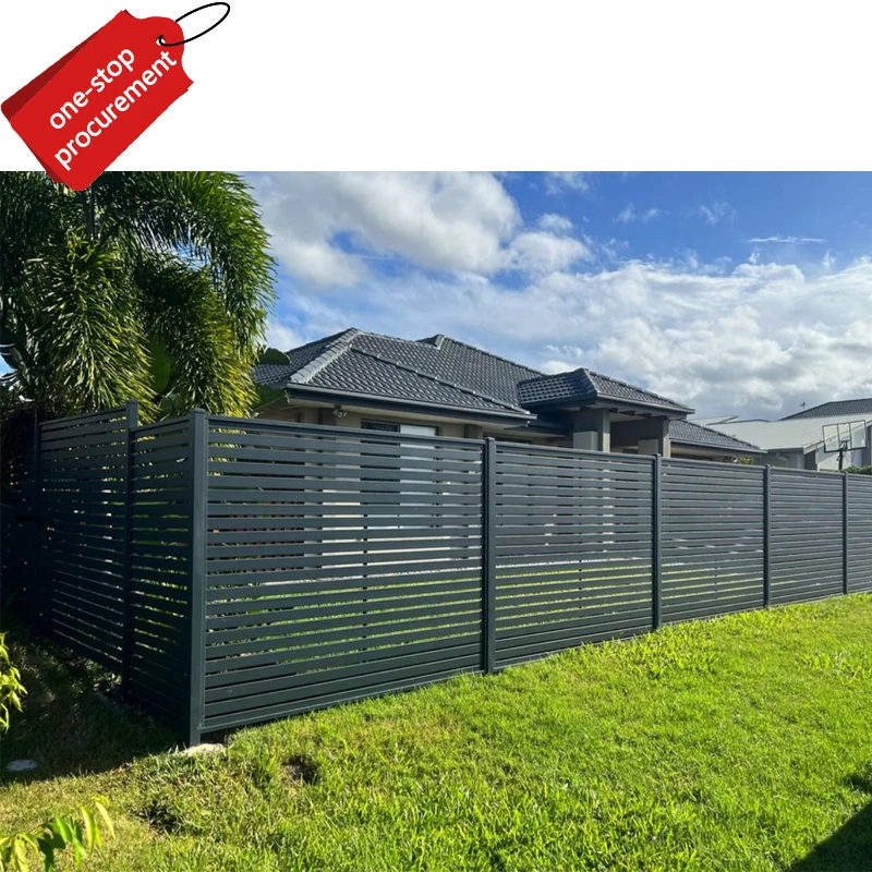 Metal privacy garden fence panels aluminum slat fence and gates for house