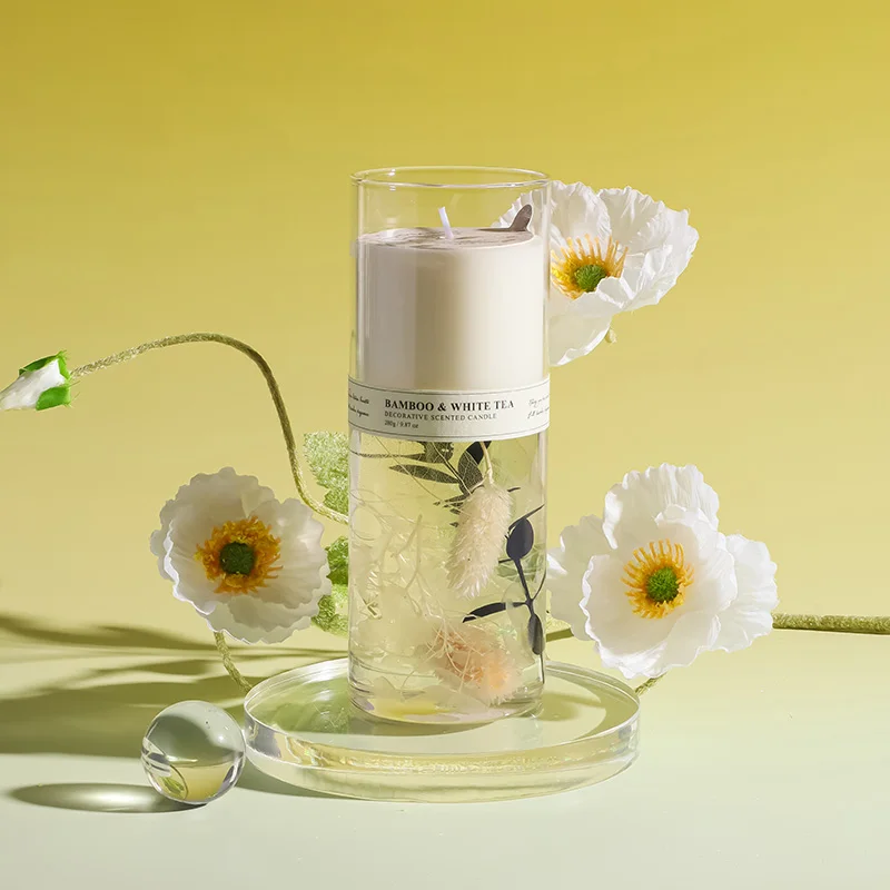 Home Decor Candle Jars Luxury Scented Candle Glass Jar Unique Design Candles Transparent White Soy Wax