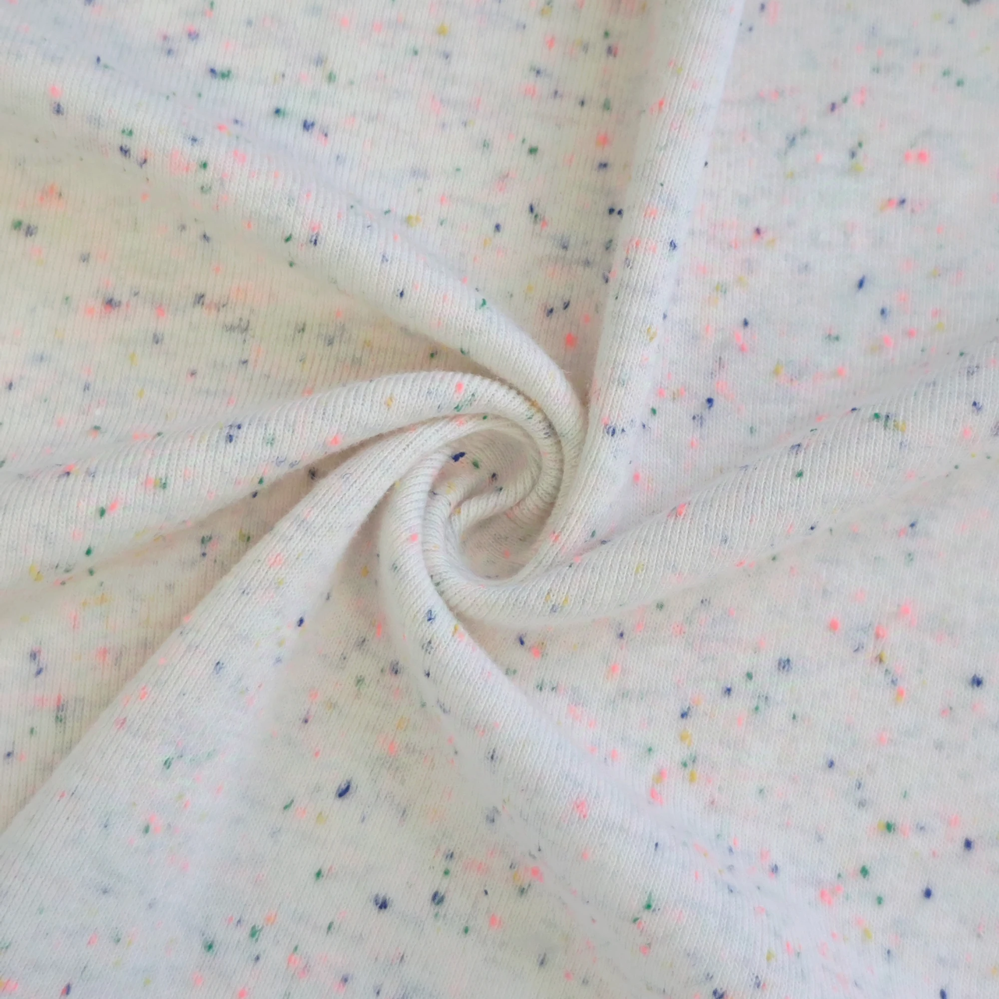 Wholesale Custom Breathable 245gsm Low Stretch 100% Combed Cotton Colorful Fancy Dot 1*1 Rib Fabric For Dress T-shirt