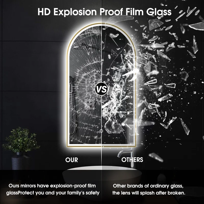 Modern Wall Mounted Led Mirror With Light,Support Defogging Dimming And Listen Music Bath Mirror