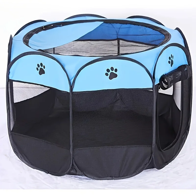 Small Portable Breathable Oxford Dog Tent Houses Indoor Pet Cage with Octagon Fence Design Zipper Closure for Outdoor Kennels