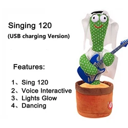 Popular Toy Dancing Cactus Game Twisting Dancing Cactus Doll Recording 120 Songs English Dancing Cactus Talking Plush Toy