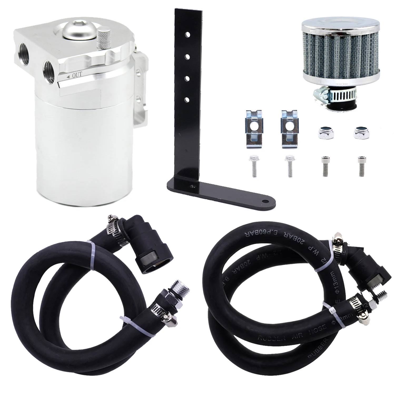 Car Engine Racing Oil Catch Tank Can Aluminum Oil Separator for Ford F150 5.0 6.2 3.5 EB 2.7EB JLT Breather Catch Tank Can