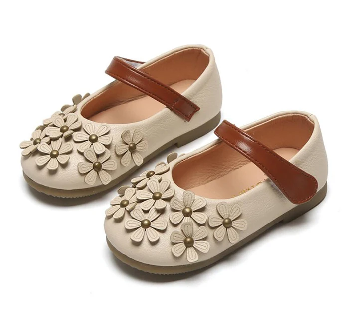 breathable flower pu leather party wear children baby girl kids leather shoes