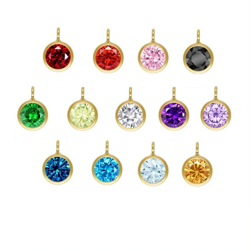 Wholesale Non Tarnish Simple design 4mm 6mm 14K gold filled 12 Birthstone lucky charms