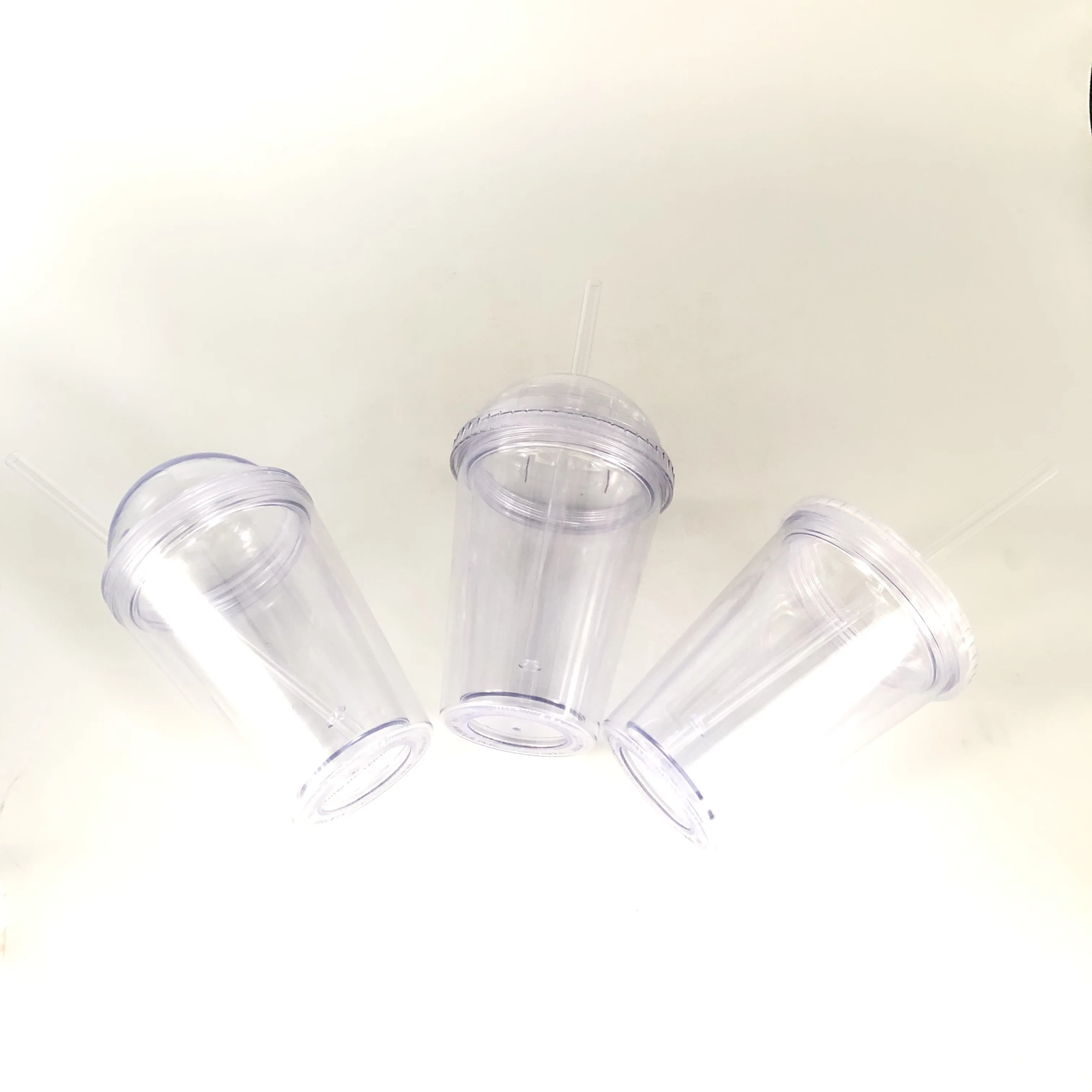 Wholesale 12Oz Custom Logo Reusable Clear Plastic Tumbler With Straw