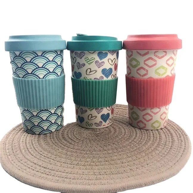 Promotional custom logo printed eco-friendly bamboo fiber coffee cup