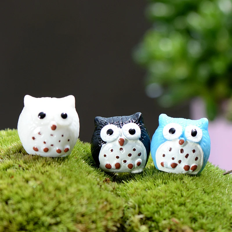 Cute Tiny Collectible Owl Model Micro Garden Decoration Craft Small Animal Birds Miniature figurines Kawaii Ornament