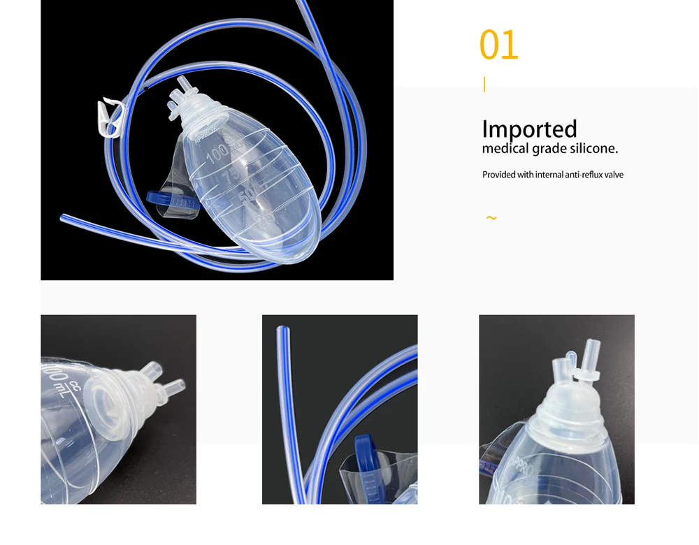 Closed Wound Drainage System 100cc Silicone Bulb Evacuator Kit