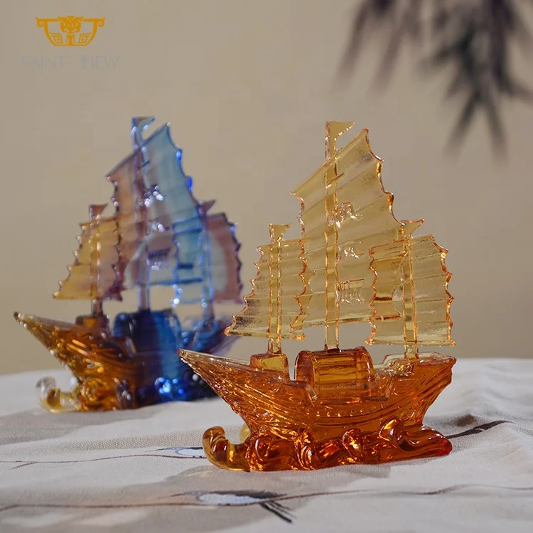 Аксессуары для домашнего творчества Liuli Crystal Fengshui, декоративное благословение, дракон, лодка, творчество, украшения на удачу, фабрика