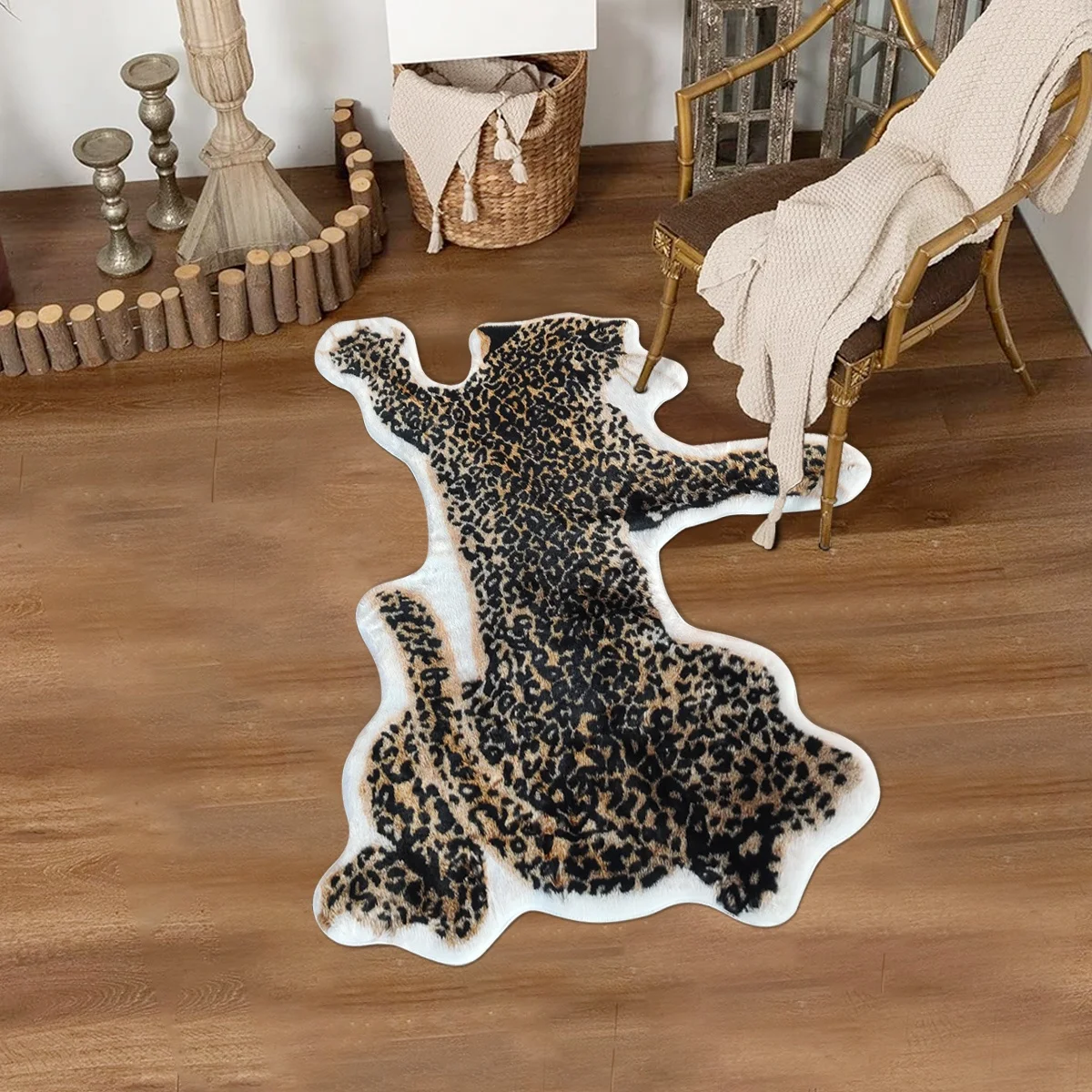 1pc leopard carpet, artificial tiger skin anti-slip mat for home decoration animal carpet carpet