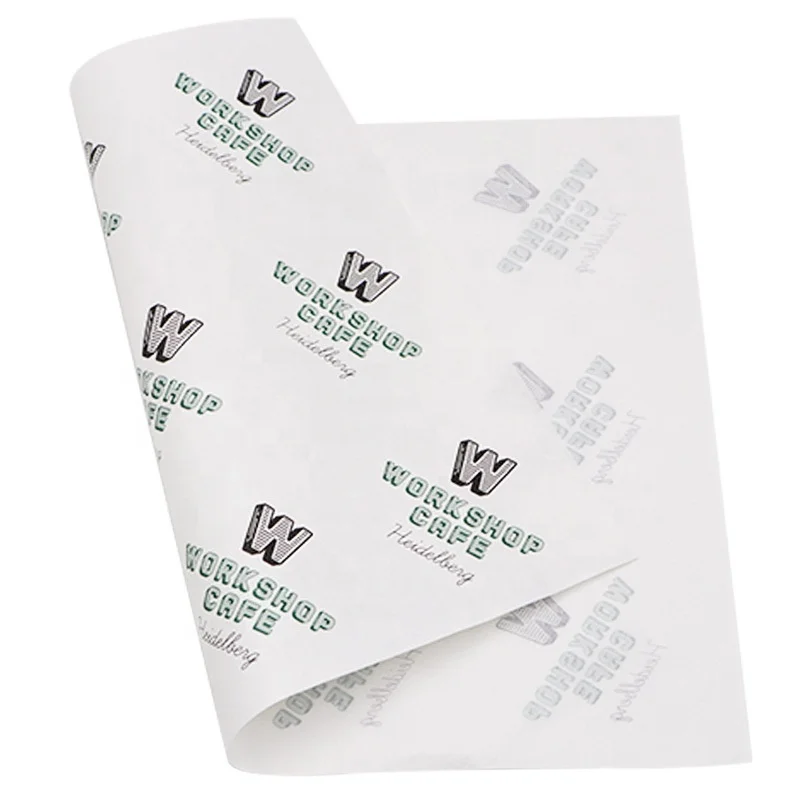 Food grade waxed paper oil proof, custom logo printed oil proof paper for food packaging