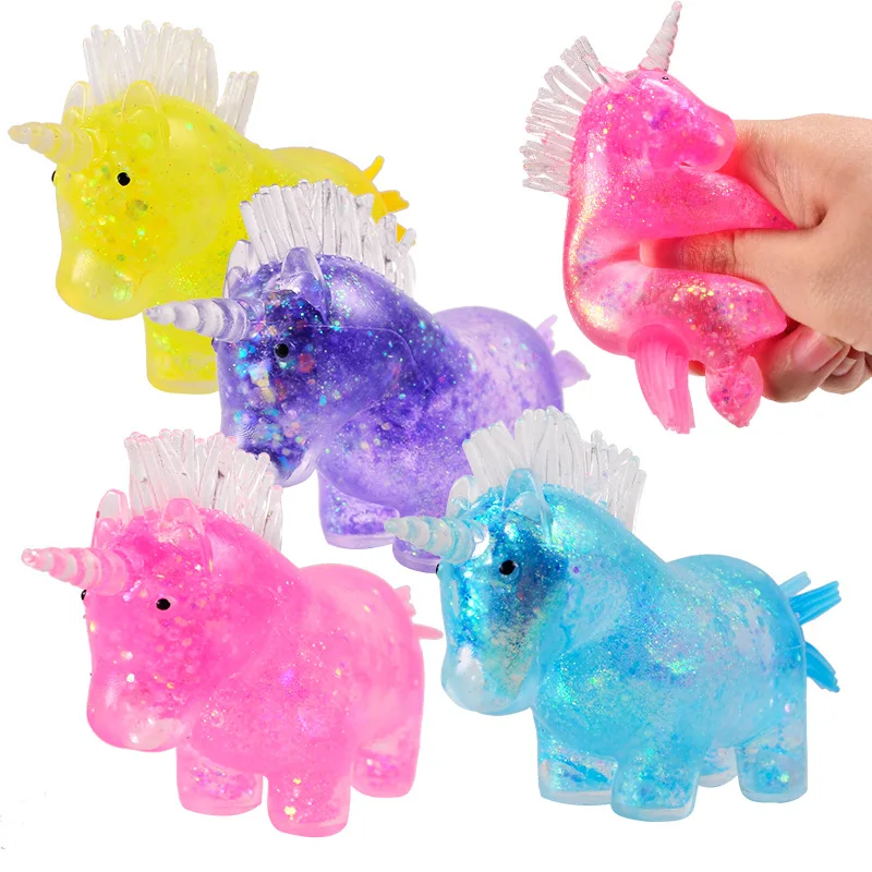 2024 New Design TPR Unicorn Squeeze Toy Sugar Maltose Filled Stress Ball Toys Hot Sell