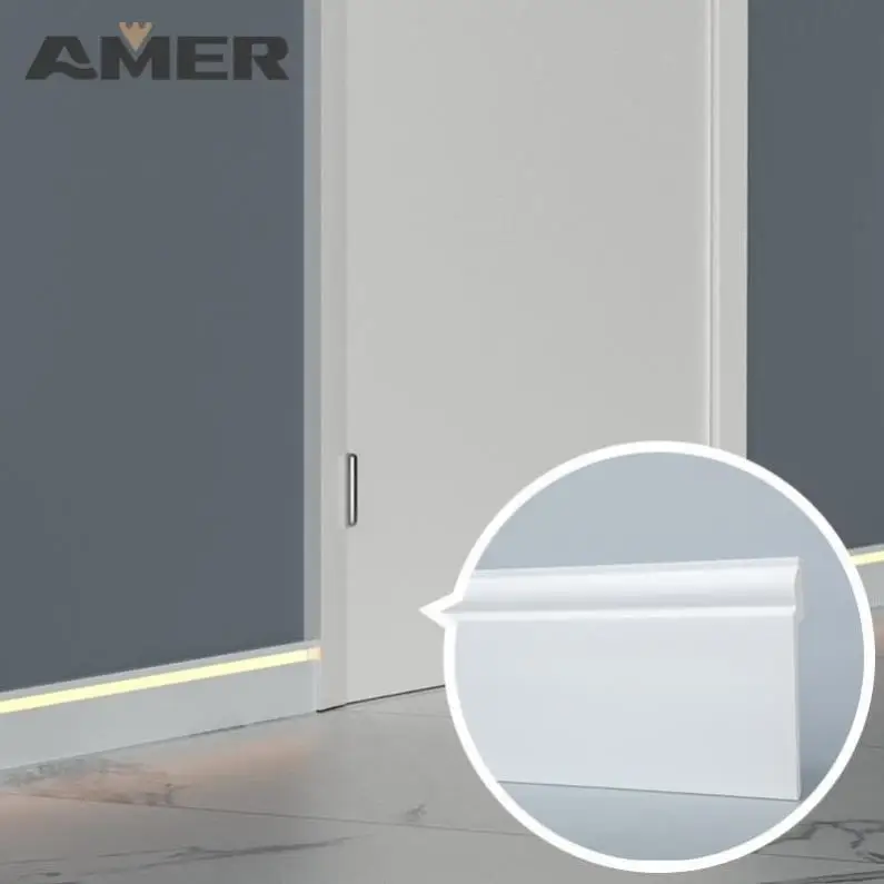 Rongke OEM white polystyrene Waterproof High-foaming Flooring & PS Wall Accessories Skirting Board