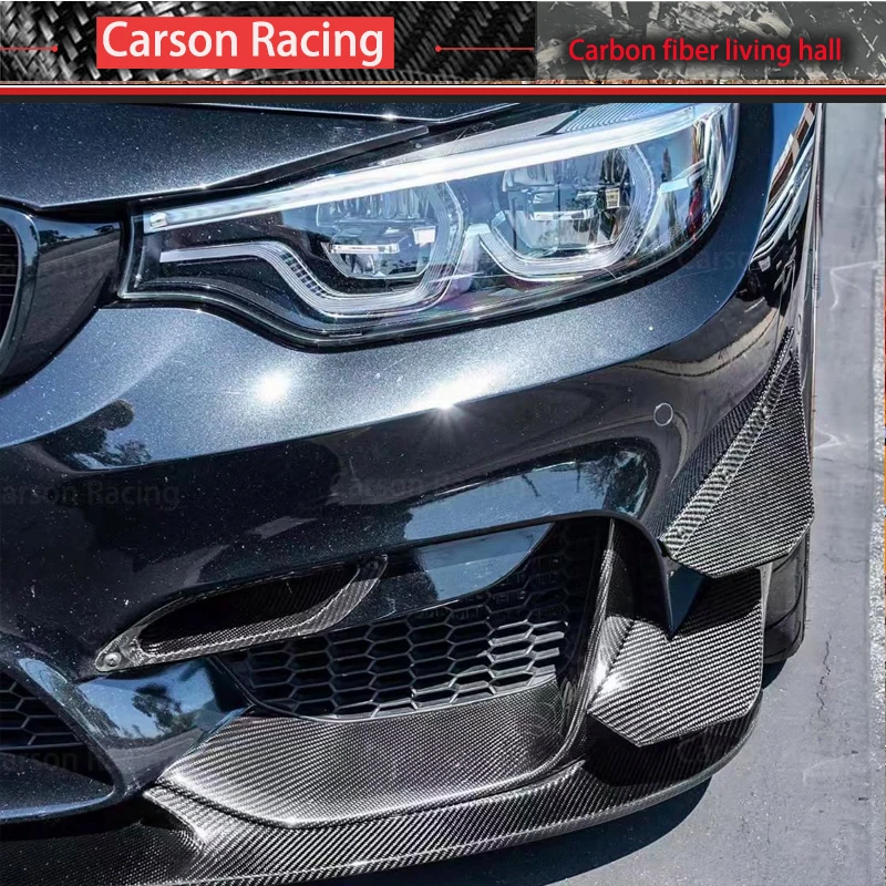 GT4 Стиль углеродного волокна bmw m3 F80 M4 F82 Комплект кузова ветронож для BMW 3 серии M передний бампер нож спойлер M3 2002-2019