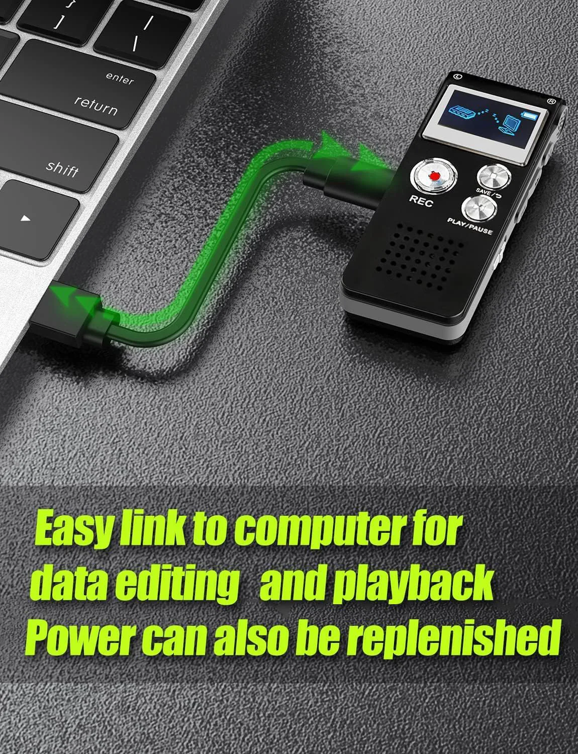 Digital Voice Recorder USB Rechargeable Dictaphone 8GB Memory Digital Audio Voice Recorder for Lectures Meetings