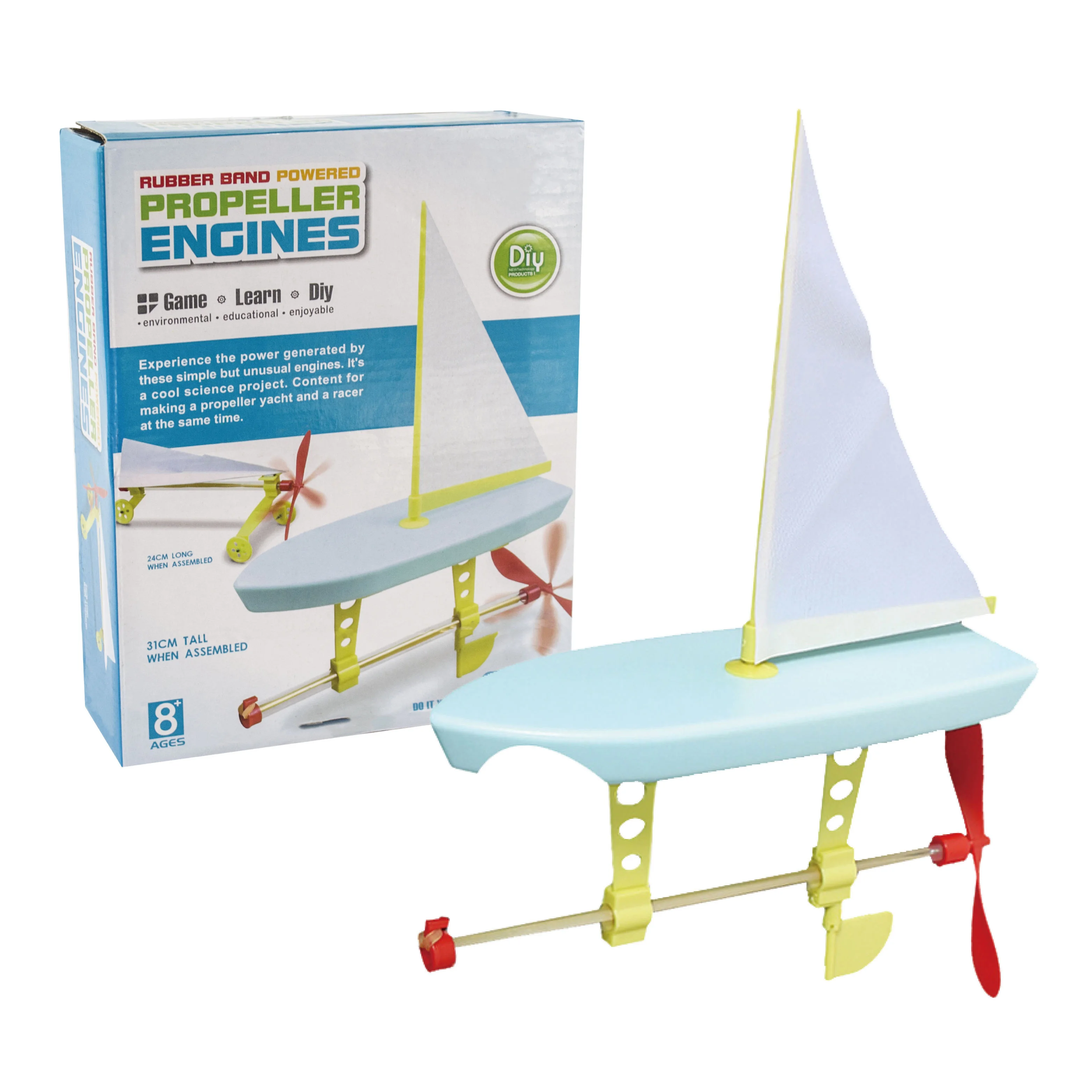 Factory Custom Physics Experiment Toys Diy Rubber Band Powered Propeller Engines Science Kit for Kids