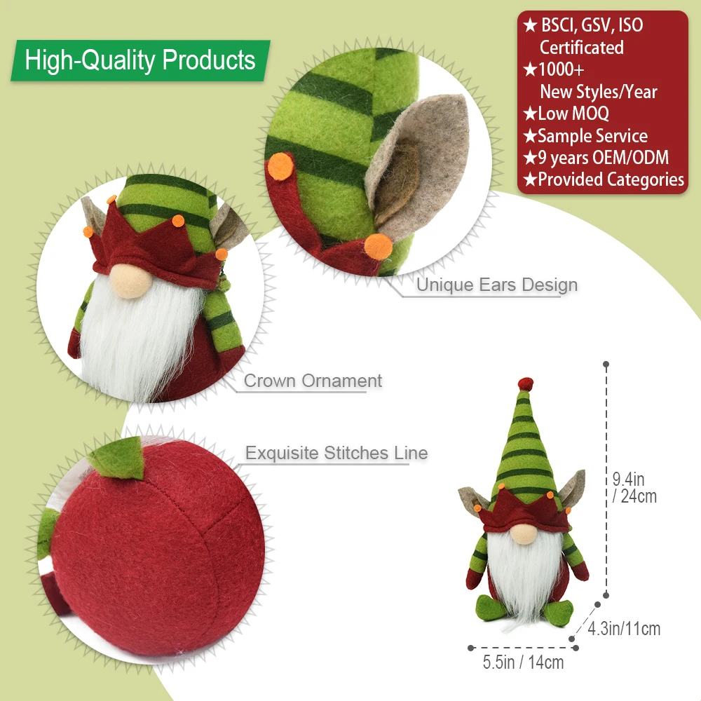 Victor Factory Gnome Christmas Decoration New Xmas Ears Gnomes Handmade Swedish Tomte Crown Gonk