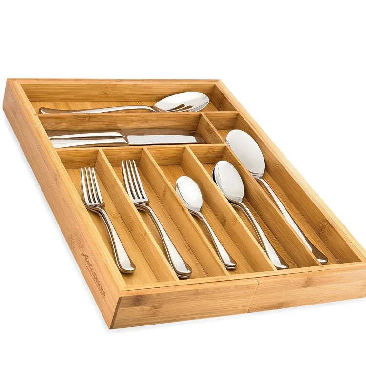 
Bamboo Expandable/Folding Kitchen Drawer Organizer/Cutlery Tray, with Adjustable Dimensions 