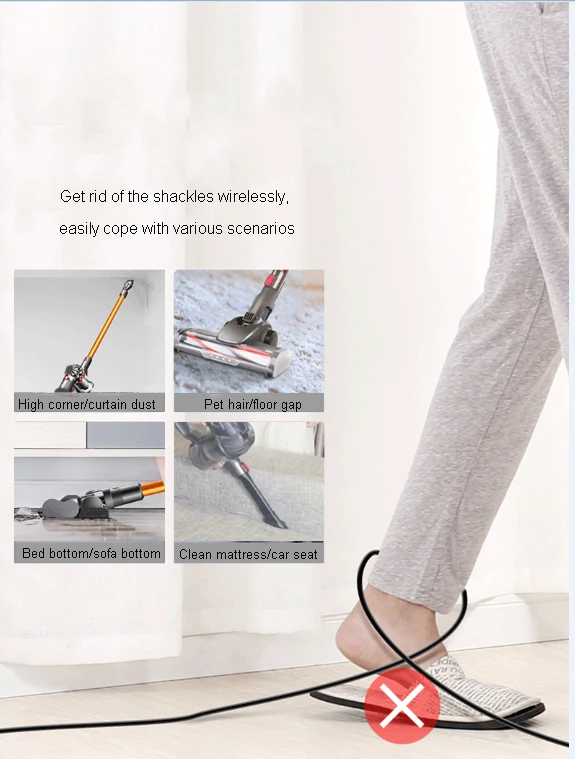 Перезаряжаемый портативный беспроводной автоматический ручной пылесос для чистки пола дивана