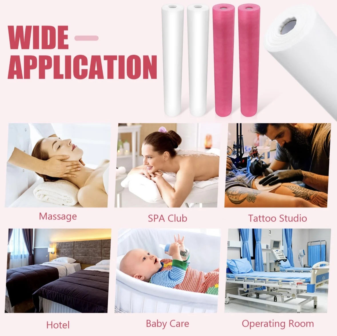 Beauty Salon Disposable  perforated nonwoven Bed Sheet 50pieces one rolls Sales by pack