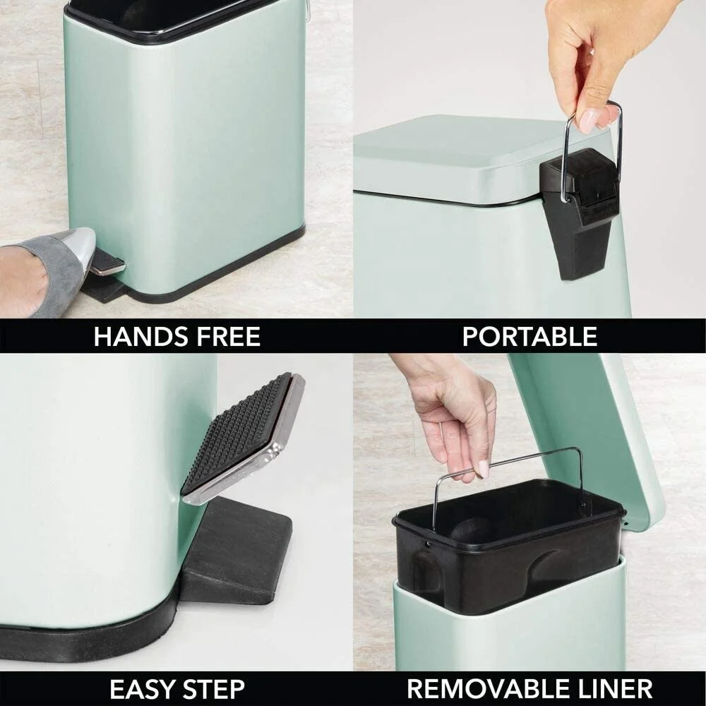 
6L Rectangle Dustbin Stainless Steel Step Pedal Gold Color Trash Can 