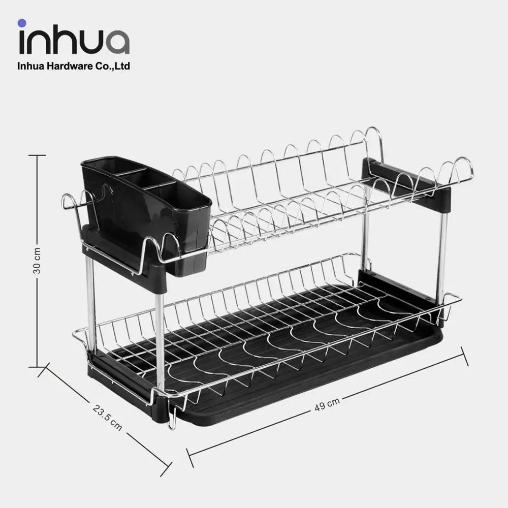 2 tier drain drying rack cutlery storage rack kitchen metal dish rack
