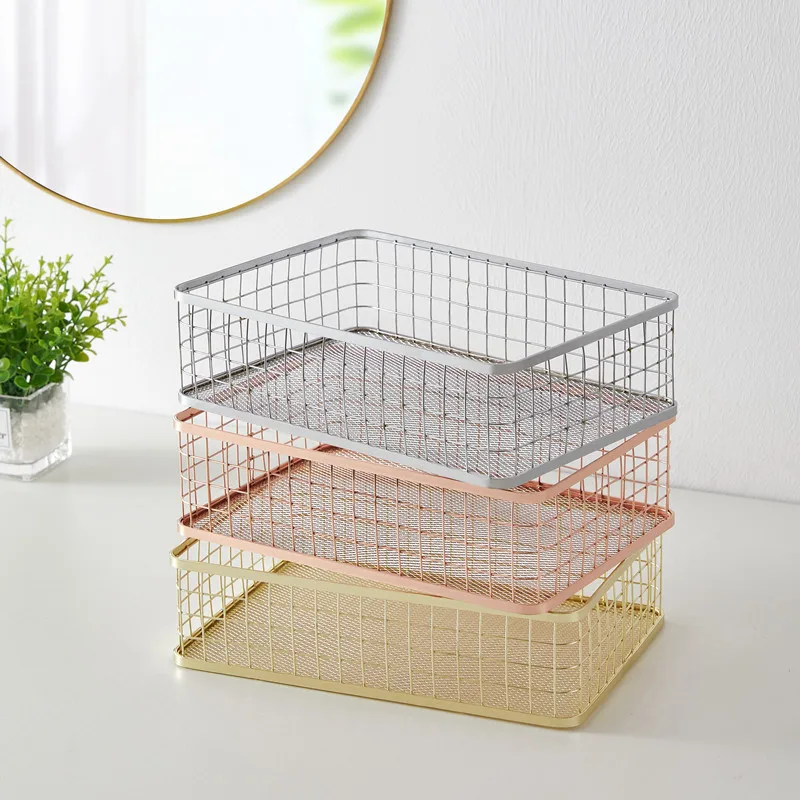 LINDON Wide Steel Wired Storage Organizer Bin Baskets for Cosmetic Kitchen Bathroom
