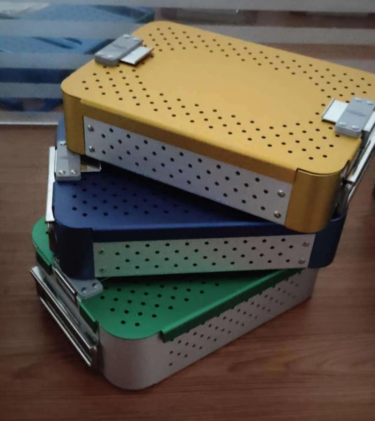 Aluminum Box Metal Sterilization Case Ophthalmic Instrument Tray Silicone Pad Sterilizer