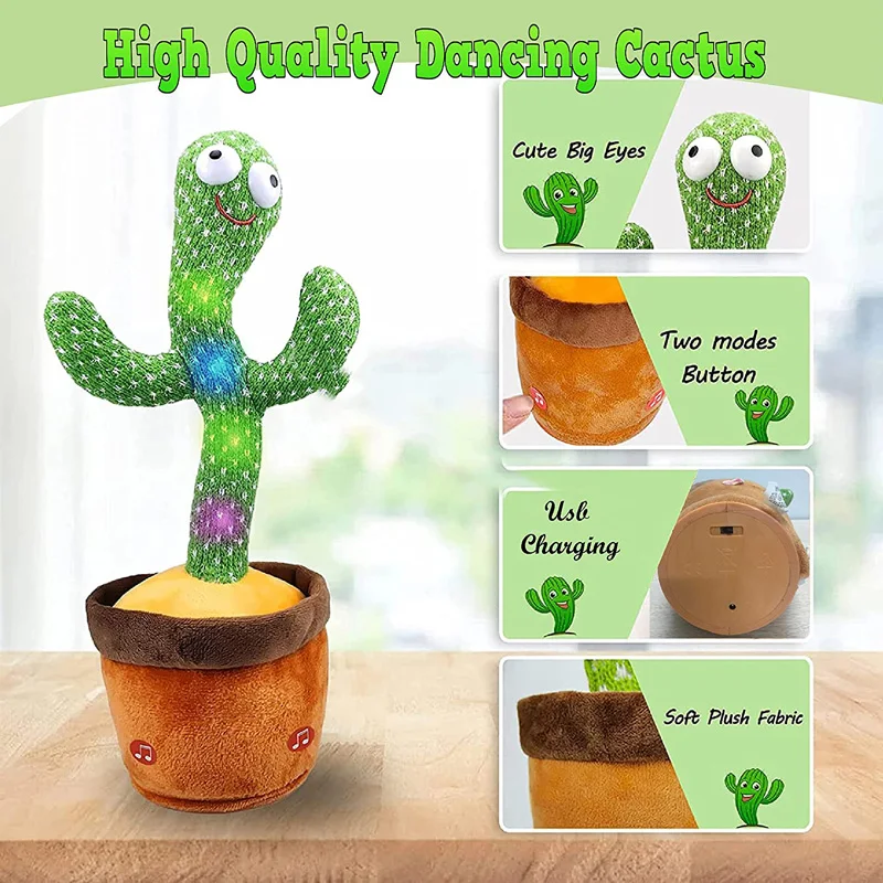 Cactus Toy Battery USB Charging Version Electronic Dancing Toy With English Cactus Plush Toy