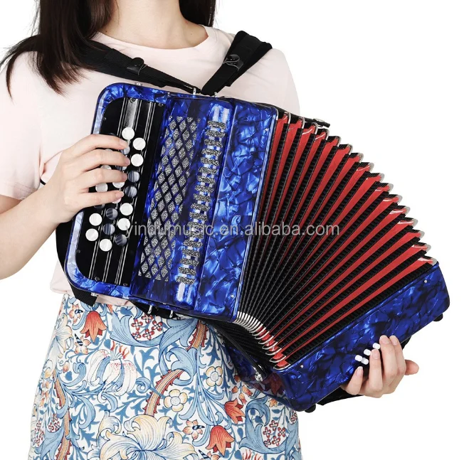 22-Key 8-Bass Bayan Accordion Diatonic Wood Keyboard Instrument Student Adult Performance Qin Style Button Accordion