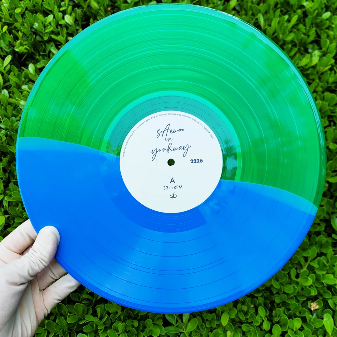 Разделенные разноцветные виниловые пластинки