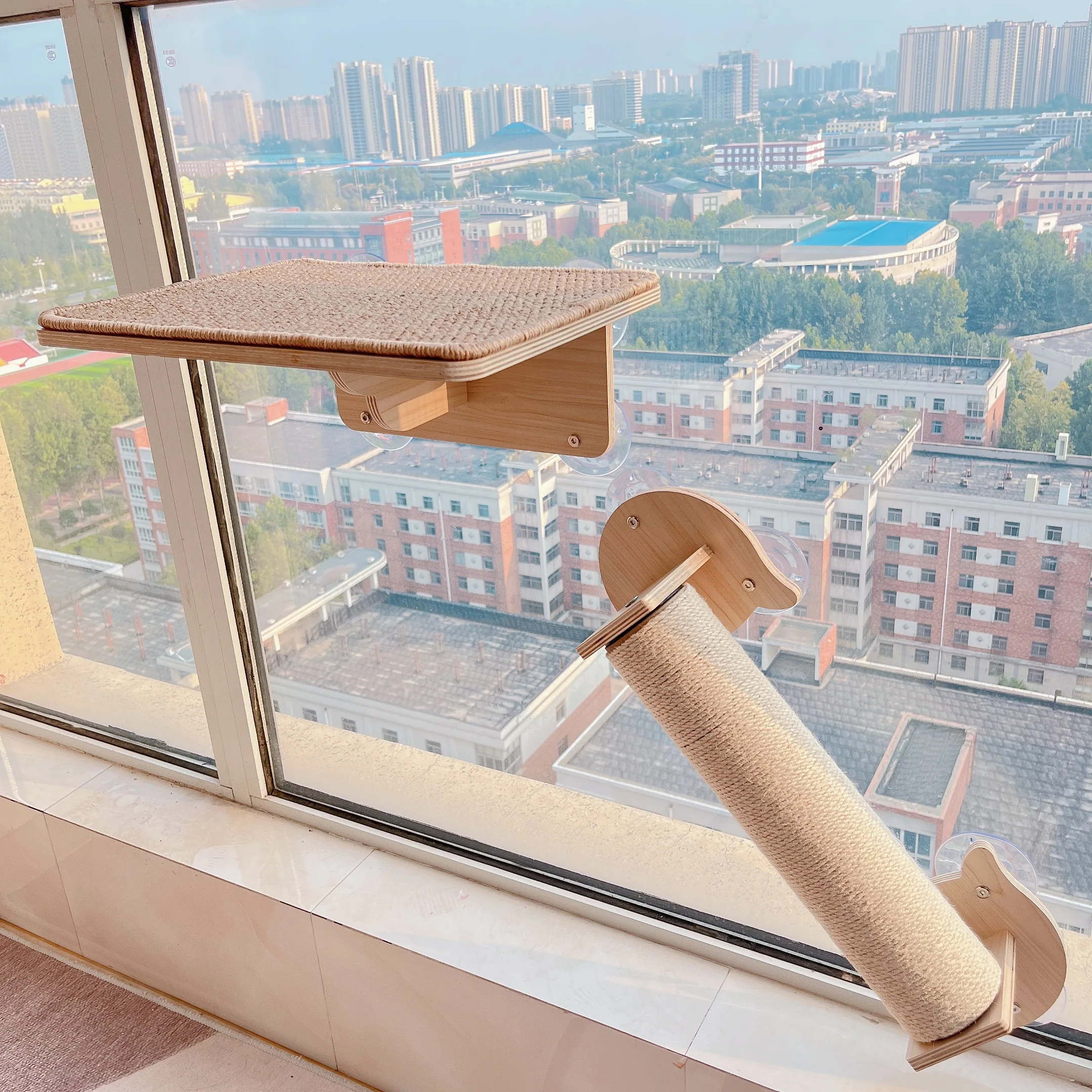 Wall mounted cat climbing frame cat jumping platform air aisle solid wood cat wall mounted jumping platform springboard wooden