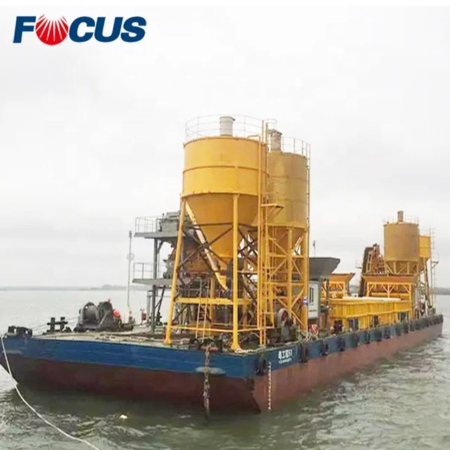 Ready Mixed 60-240m3h Floating Concrete Mixer Boat with Belt Conveyor Fully Auto Control